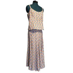 Desert Diva Women's Vintage Floral 2 Piece Skirt and Shirt Set Size L XL